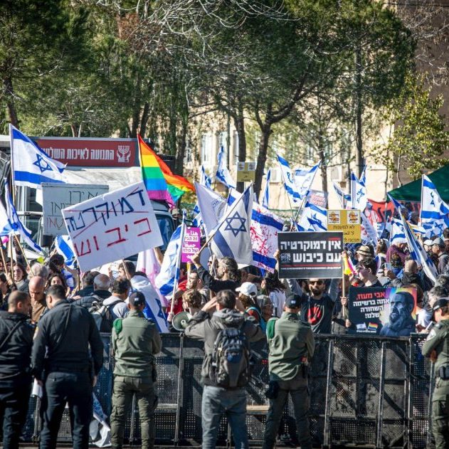 One of several protests against the proposed judicial reforms in Jerusalem (Image: Eyal Warshavsky/Sipa USA/Alamy Live News)