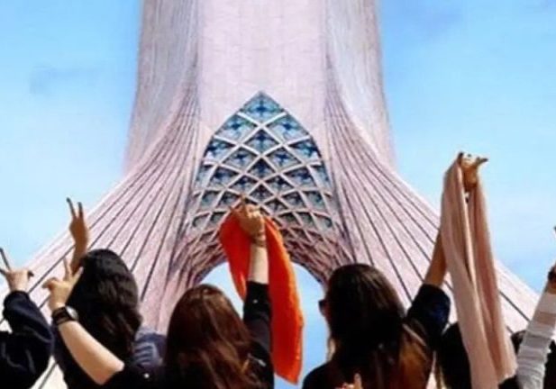 An image circulating on social media in support of the anti-hijab protests in Iran.