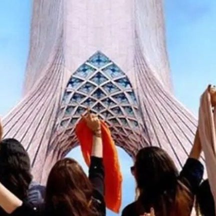 An image circulating on social media in support of the anti-hijab protests in Iran.