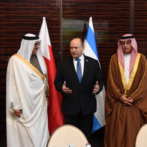Then Israeli PM Naftali Bennett with Bahraini leaders: Who could have predicted how far relations would progress in security and economic terms in two short years (Image: Flickr)