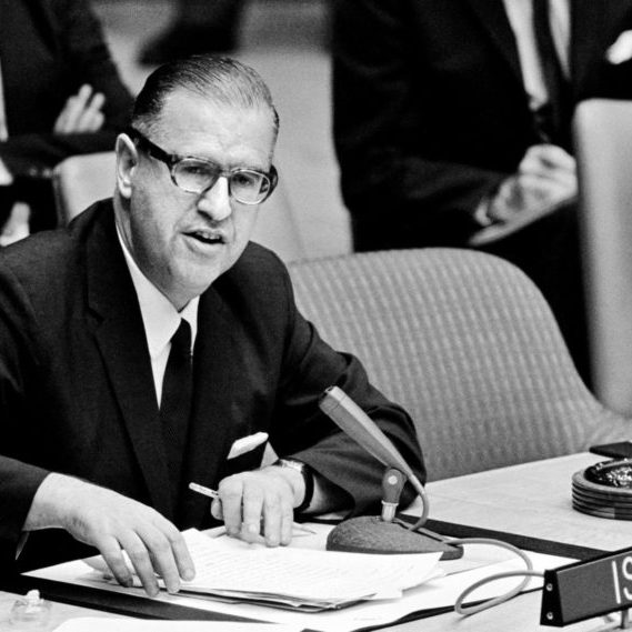 Abba Eban addresses the UN Security Council in 1967 (Credit: UN)