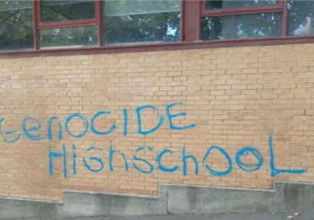 Graffiti on a former Jewish school in Auckland (Image: X)