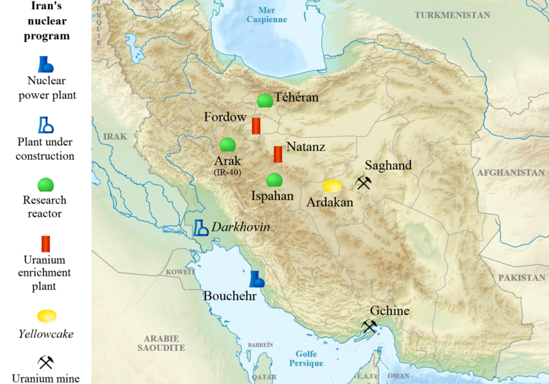 Map of the main sites of Iran's nuclear program (Picture: Wikimedia Commons)