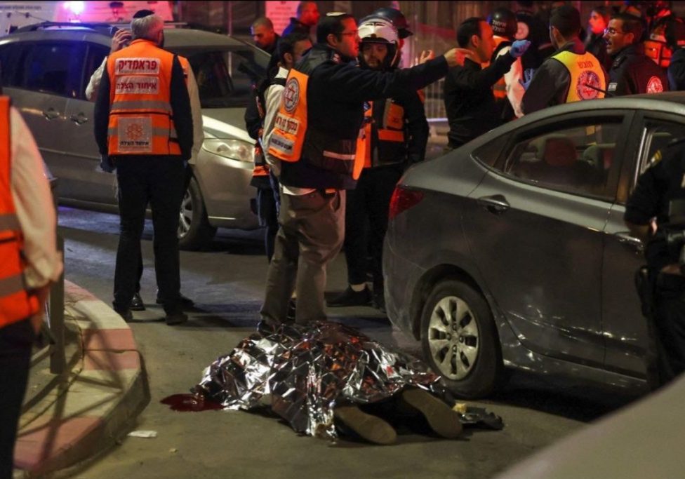 The aftermath of the fatal terror attack in Jerusalem (Image: Twitter)