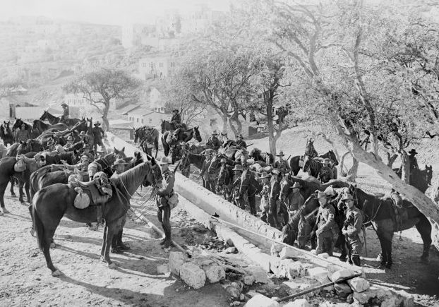 The ANZACs in Palestine with their famous and much-loved “Waler” horses (Image: Wikipedia)