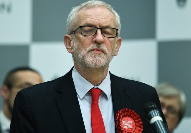 Jeremy Corbyn pauses while speaking in his Islington North constituency on election day in the UK (Leon Neal/Getty)