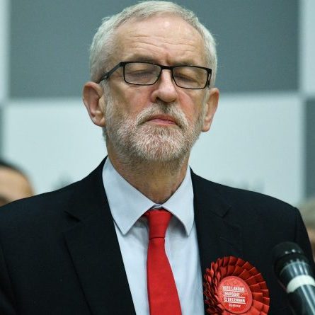 Jeremy Corbyn pauses while speaking in his Islington North constituency on election day in the UK (Leon Neal/Getty)