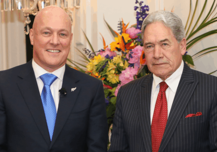 NZ Prime Minister Christopher Luxon (left) with Winston Peters (Image: Wikimedia Commons)