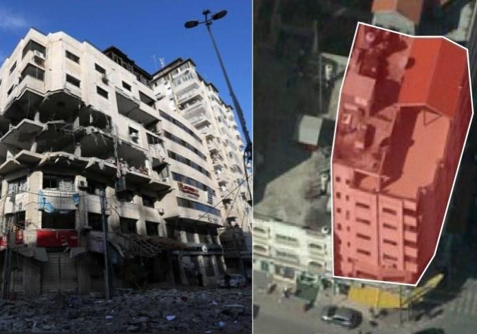Hamas Cyber HQ after Israel's precision strike on the floors being used (source: ZDnet via IDF)