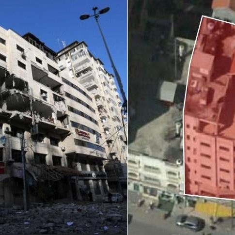 Hamas Cyber HQ after Israel's precision strike on the floors being used (source: ZDnet via IDF)