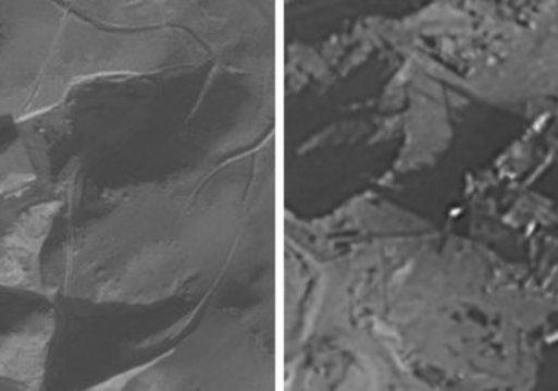 Syria's Al Kibar plutonium reactor before and after Israel's successful strike in 2007. 