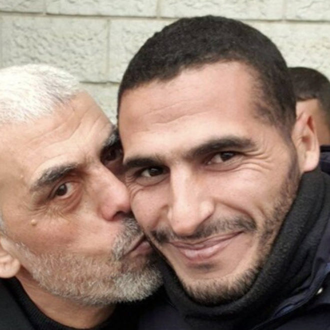 Former CNN photographer Hasan Eslaiah with Hamas leader Yahya Sinwar (Image: X/Twitter)