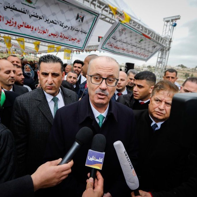 Resigned: Palestinian PM Rami Hamdallah makes his point