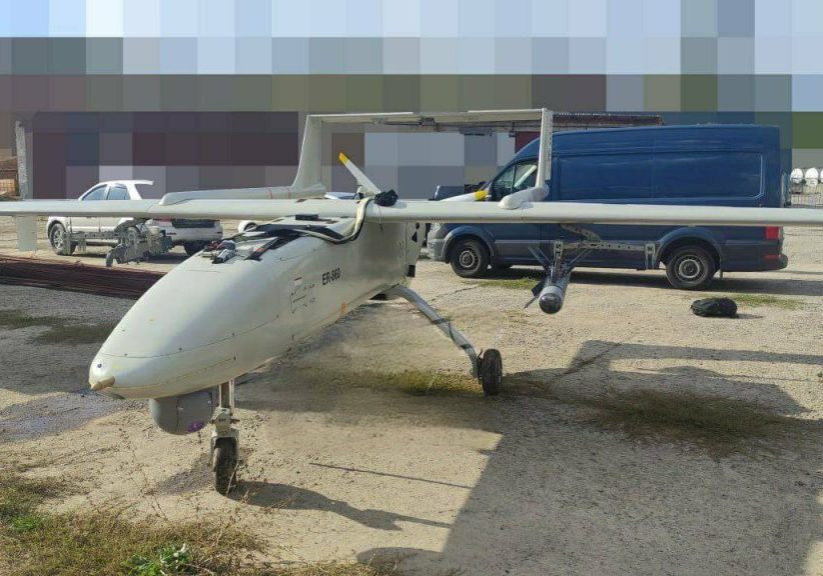 A Russian-operated Iranian Mohajer-6 drone, recently downed and captured intact by Ukraine 
