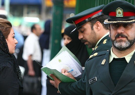 Iran’s morality police – harassing women over their mandatory hijabs, and bursting into parties to stop co-ed mingling (Credit: Wikimedia Commons)