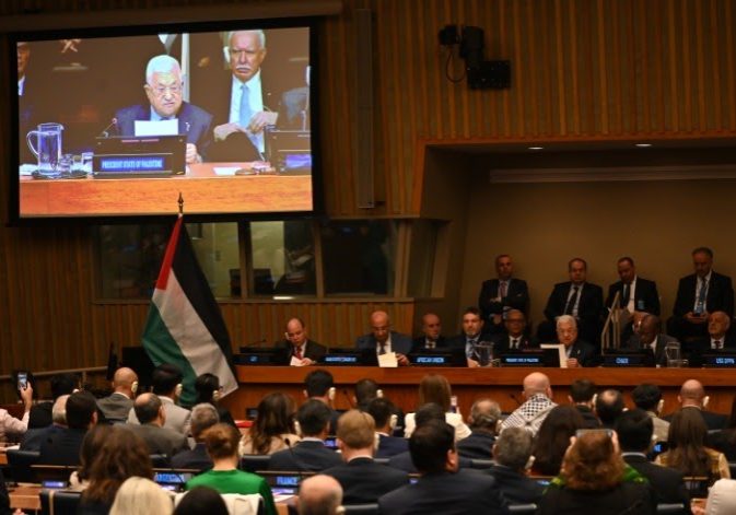 Mahmoud Abbas at the UN's Nakba Day event on May 15 (Image: Twitter)