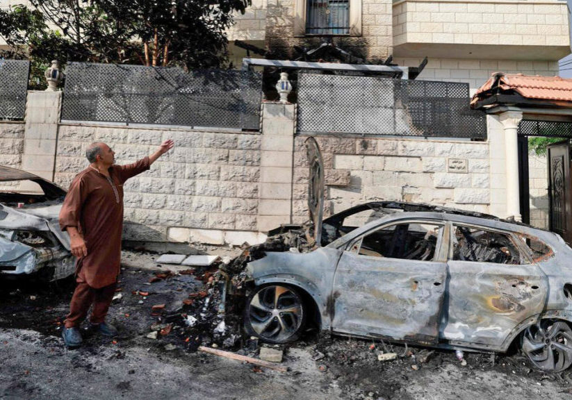 The aftermath of the violent settler attack upon the West Bank town of Jit (Image: X/ Twitter) 