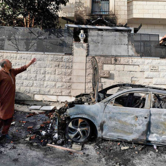 The aftermath of the violent settler attack upon the West Bank town of Jit (Image: X/ Twitter) 