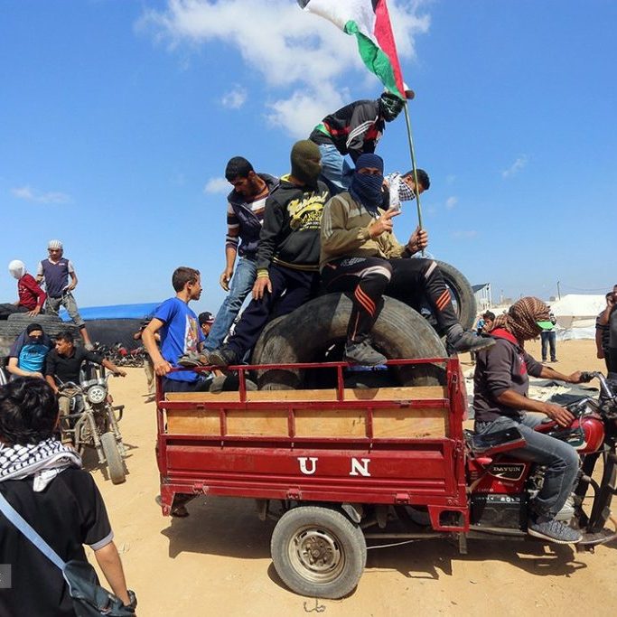 Protesters at the border between Gaza and Israel. Hamas officials incited violence during these protests.