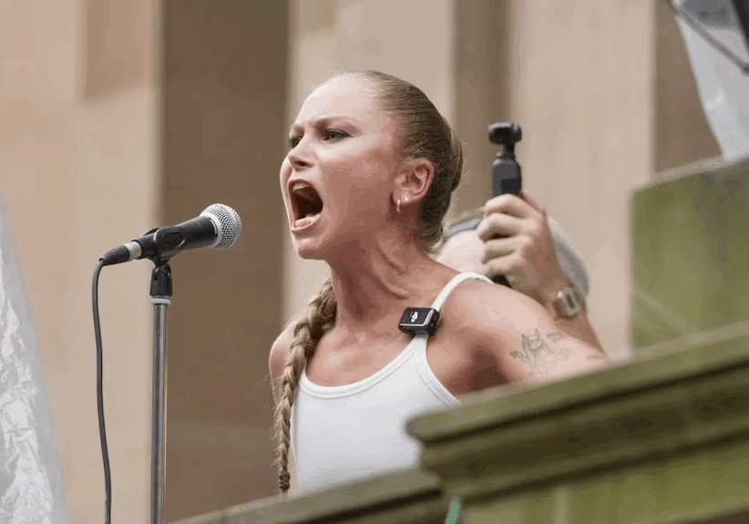 Grace Tame at the Sydney protest (Image: X)