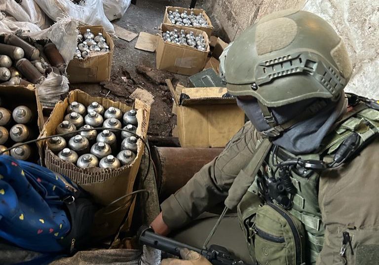 A cache of weapons and ammunition seized during the operation in Jenin (photo: IDF)