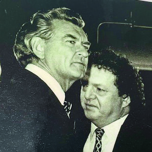 At the journalistic coalface: Sam Lipski with Bob Hawke