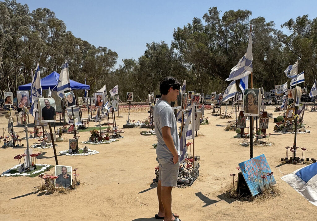 The author's son at the Nova Festival memorial site in Israel