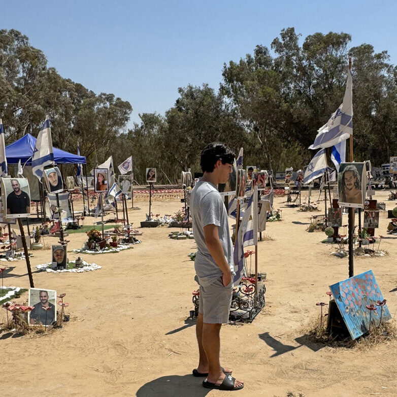 The author's son at the Nova Festival memorial site in Israel