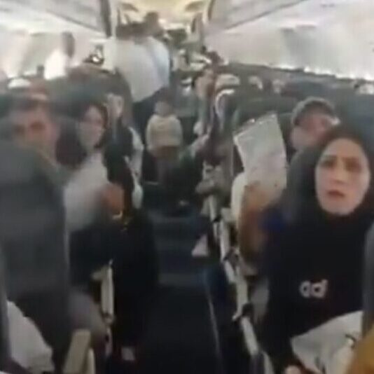 Gazan Palestinians on the charter flight to Johannesburg (Screenshot)