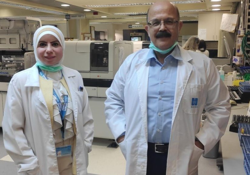 Dr. Abd Al-Roof Higazi and Lab Manager Suhair Abdeen at Hadassah University Medical Center have made important discoveries that may improve coronavirus treatment (Credit: Israel21c).