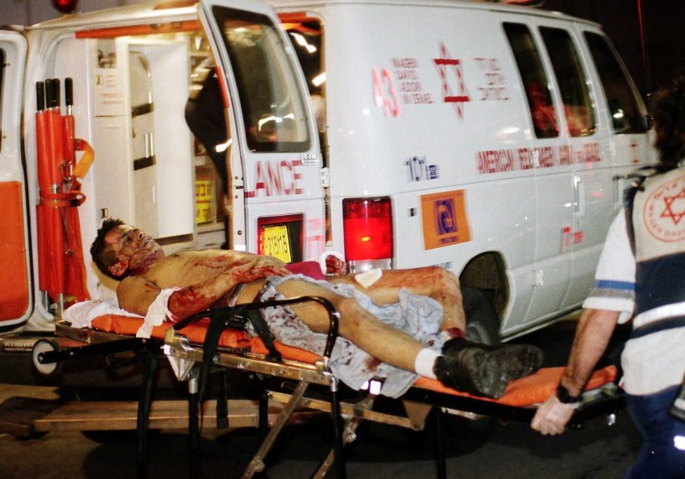 In Israel during 2001 and 2002, everyday activities such as sitting at a café, riding a bus or walking through an outdoor market became imbued with a real sense of danger (Image: Isranet)