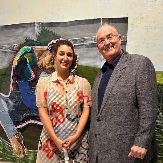 PHOTO 2023 05 05 21 18 42crop Archibald Prize winner Julia Gutman with AIJAC Director of Public Affairs Walt Secord