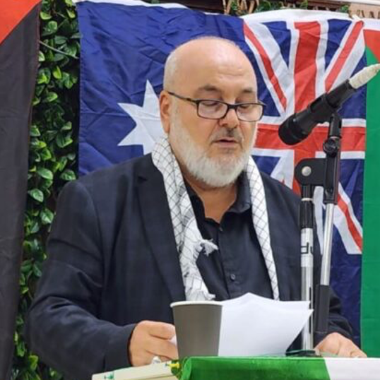 Dirani during the 2023 Quds day event in Sydney (Source: https://visions-sy.com/40373/ Screenshot, Syrian website)