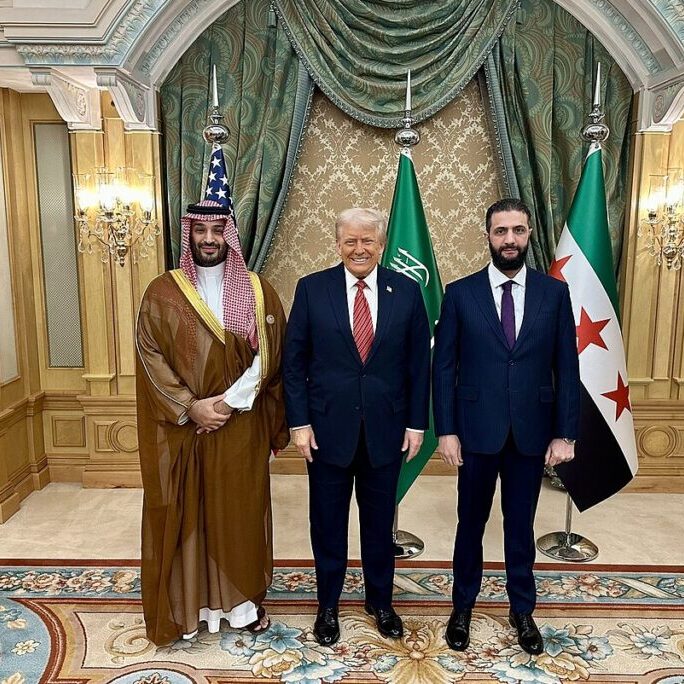 Trump’s surprise meeting with Syrian President and former jihadist Ahmed al-Shara’a (right), mediated by Saudi Crown Prince Mohammed bin Salman (left) (Image: Wikimedia Commons)