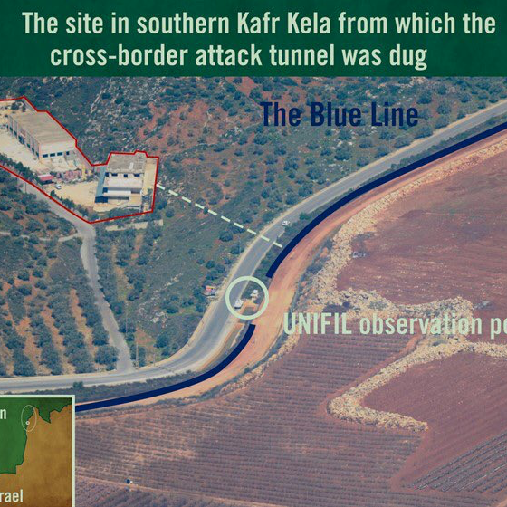 An IDF diagram of the cross-border tunnel found near Metullah in northern Galilee
