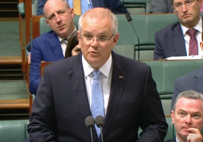 Prime Minister Scott Morrison delivering a statement to Parliament to mark 70 years of Australian relations with Israel.