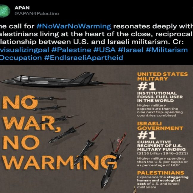 Tweet by the Australia Palestine Advocacy Network