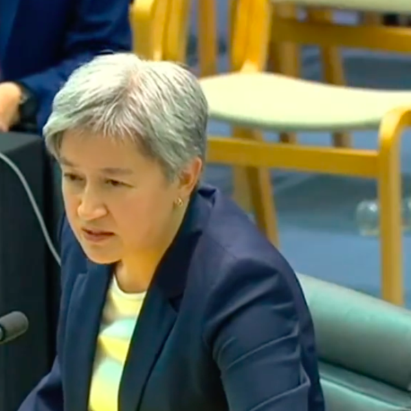Foreign Minister Penny Wong questioned on Iran before the Foreign Affairs, Defence and Trade Legislation Committee on Feb. 16 (screenshot)