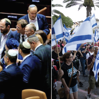 Coalition lawmakers celebrate the passage of their Bill, while huge protests continue (Images: Twitter, Shutterstock)