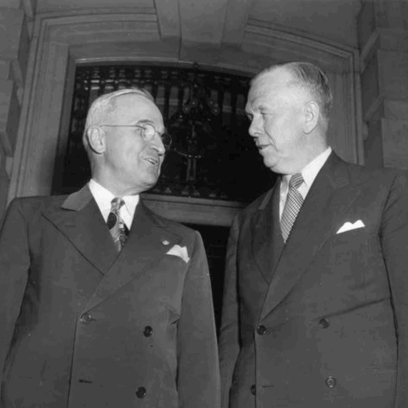 President Harry Truman with Secretary of State George Marshall in 1948 (Image: Wikimedia Commons)