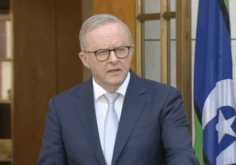 Prime Minister Anthony Albanese addresses the media on steps to combat antisemitism (Image: screenshot)