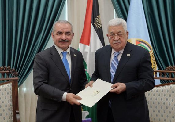 Incoming PA Prime Minister Muhammad Shtayyeh with PA President Mahmoud Abbas