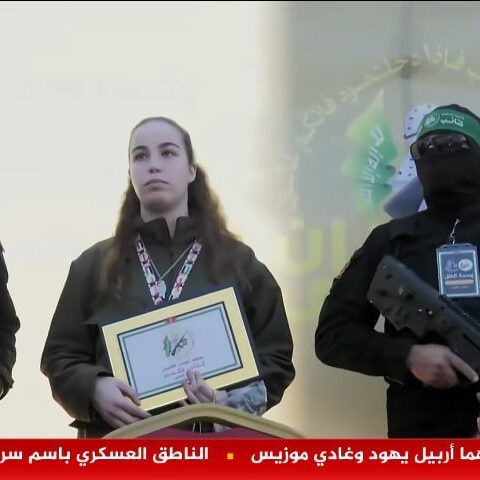 Agam Berger paraded by Hamas prior to her release (Image: X)