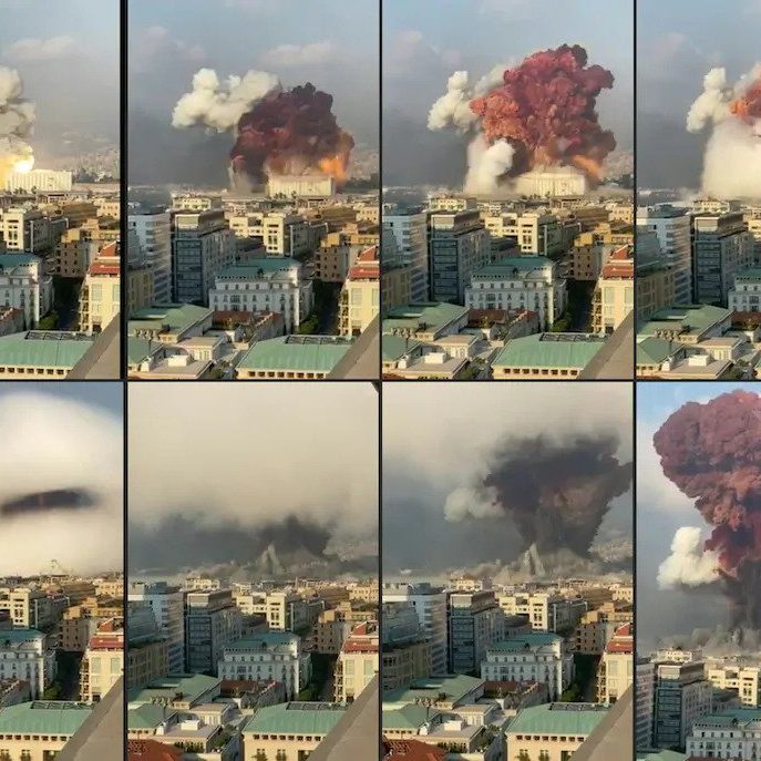 Time lapse images from footage filmed at an office building in Beirut show the explosion on Tuesday. (Gaby Salem/ESN/AFP/Getty Images)