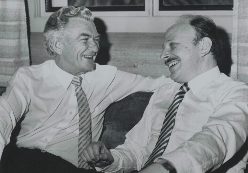 Mark Leibler with PM Bob Hawke in the 1980s