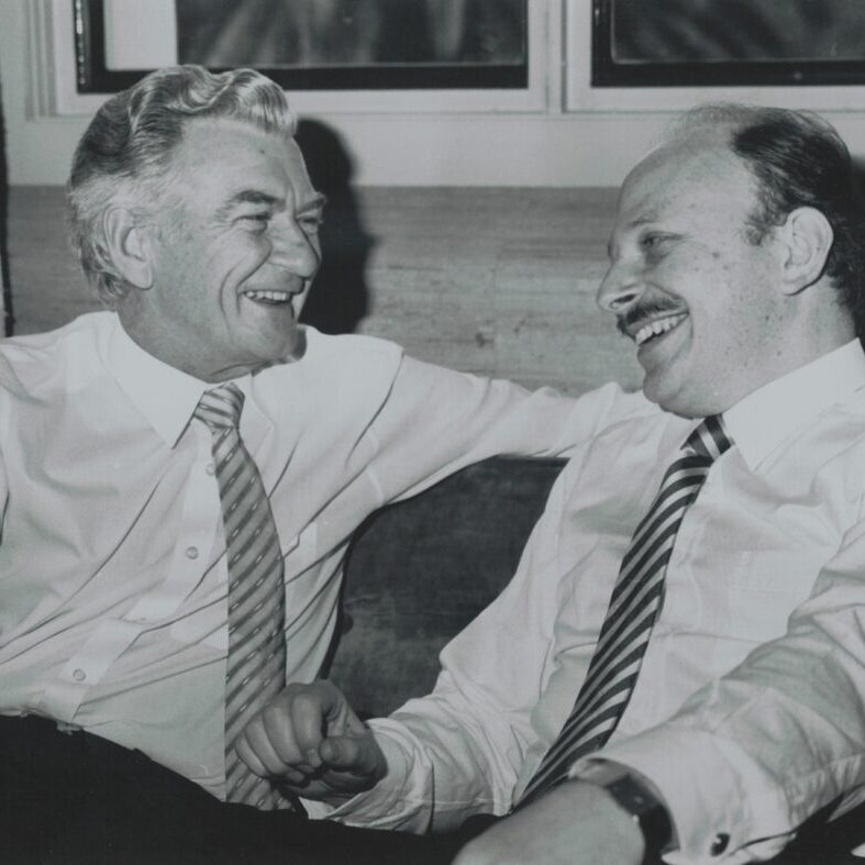 Mark Leibler with PM Bob Hawke in the 1980s