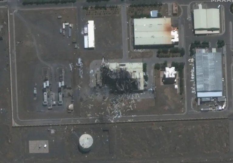 A handout satellite image shows a closeup view of a building damaged at the nuclear facility in Natanz, Iran, taken on July 8, 2020.
(photo credit: REUTERS)