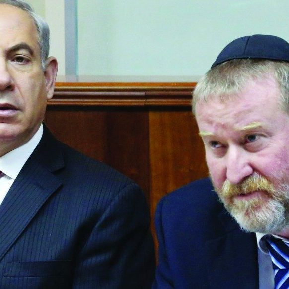 Israeli PM Binyamin Netanyahu with Israel's Attorney General Avishai Mandelblit, who has just made a decision to indict Netanyahu for fraud, bribery and breach of trust in three criminal cases, pending a hearing