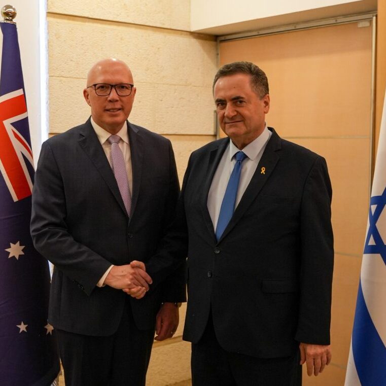 Peter Dutton at an earlier meeting with Israeli Foreign Minister Yisrael Katz (Image: Facebook/@PeterDuttonMP)