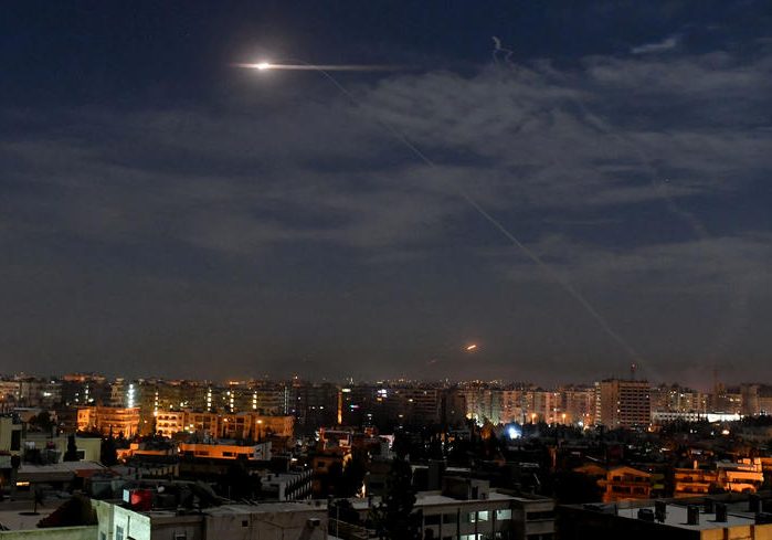 Missile fire is seen over Damascus, Syria January 21, 2019. SANA/Handout via REUTERS 